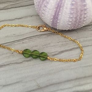 BRACELET // GREEN GLASS CIRCLES // GOLD (1878)